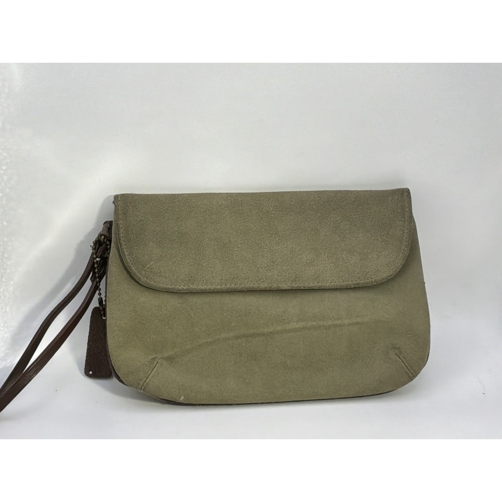 Bath & Body Works Brushed Light Olive Suede Clutch 9 X 6 Lined Wristlet